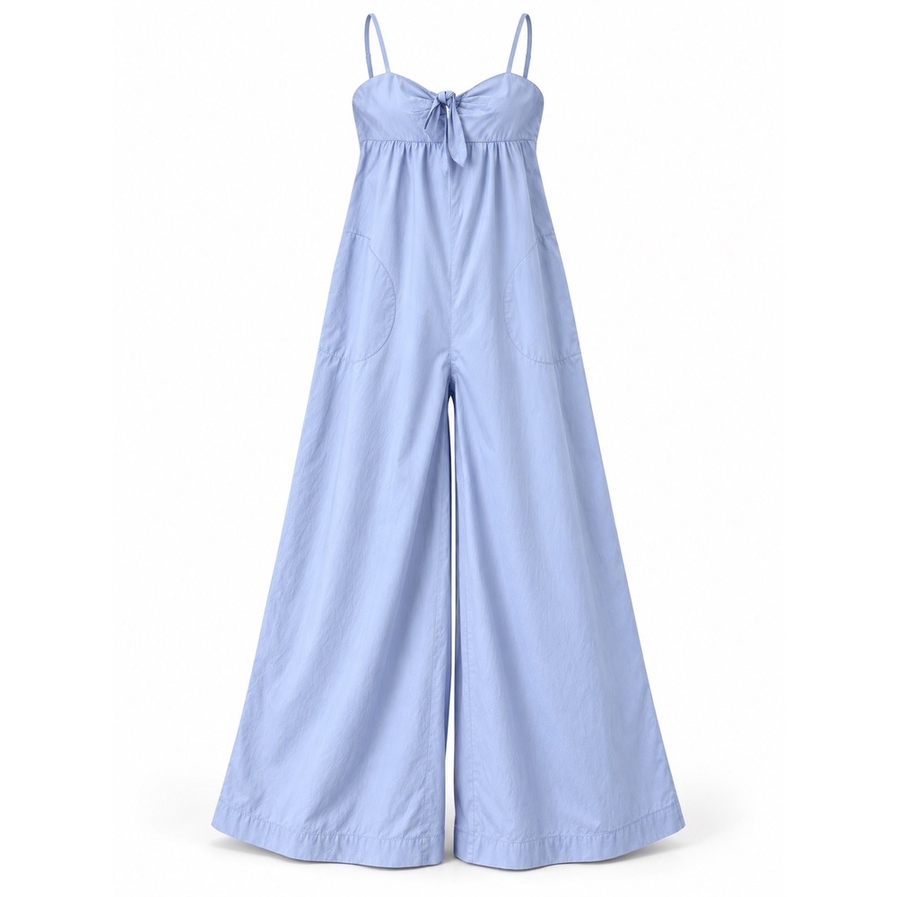 J.Crew Thomas Mason Tie Front Wide Leg Jumpsuit Women 6 Periwinkle Blue